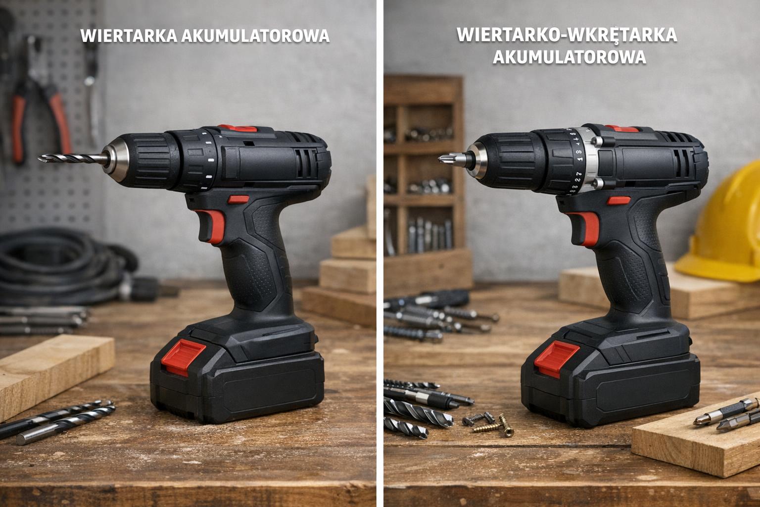 Zdjęcie: porównanie wiertarki akumulatorowej i wiertarko-wkrętarki akumulatorowej